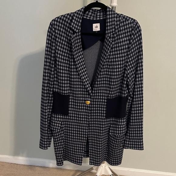 Classic Navy and White Checkered Blazer - Picture 1 of 1